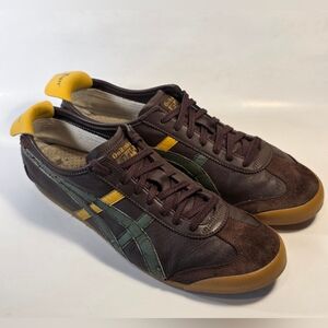 Onitsuka Tiger Men's Mexico 66 sneakers in a brown, green, and yellow Size 12